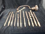 Antieke Handboor plus Set van 11 oude boren - Outil de