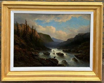 Johannes Hilverdink 1813-1902 - Gier bij het water in een