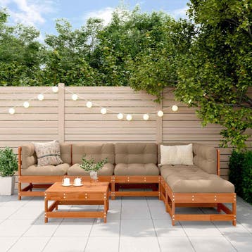 vidaXL Tuin loungeset 7 st Wasbruin Massief grenenhout, Verzenden, Nieuw, Loungeset