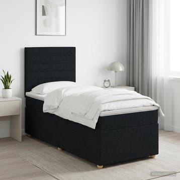 vidaXL Boxspringbed met matras met hoofdeinde Zwart 80 x 200, Verzenden, Nieuw