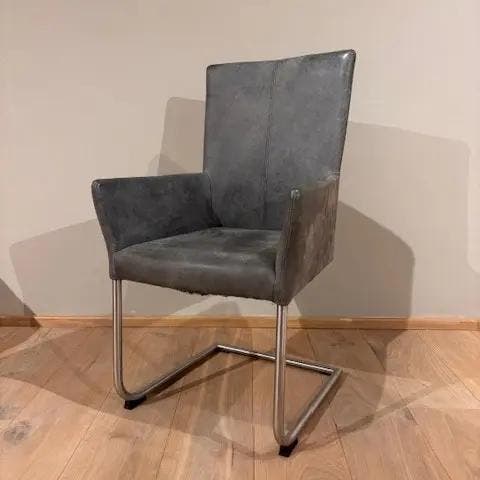 Leren eetkamerstoel Dry, armleuning, Kenia Antracite,, Huis en Inrichting, Stoelen, Nieuw, Eén, Leer, Ophalen of Verzenden