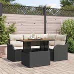 vidaXL Tuinbank Set met opslag 5 pcs Zwart Poly rattan, Tuin en Terras, Verzenden, Nieuw