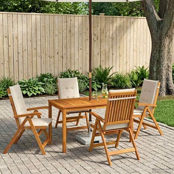 vidaXL 5-Piece Garden Dining Set Naturel Massief Acacia Hout, Verzenden, Nieuw
