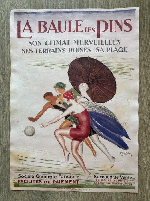 Leonetto Cappiello - La Baule Les Pins – Manifesto, Antiek en Kunst, Kunst | Tekeningen en Fotografie