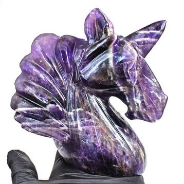 Beeld, No Reserve - Big Chevron Amethyst Unicorn Horse Bust, Collections