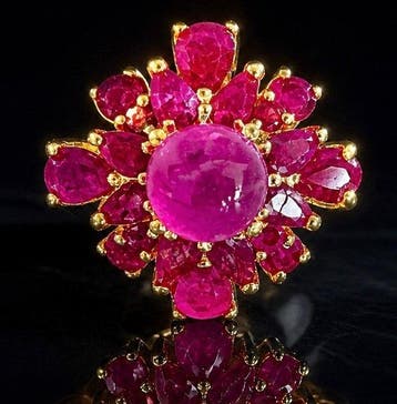 925 zilver verguld - robijn - Ring