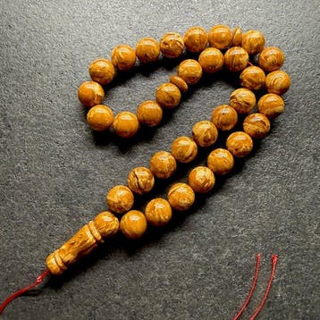 Tesbih en ambre baltique à motif blanc, perles de prière,