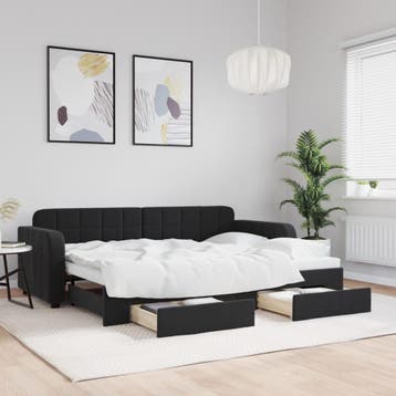 vidaXL Slaapbank met onderschuifbed en lades 80x200 cm, Verzenden, Nieuw
