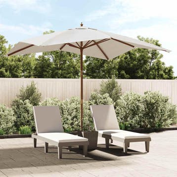 vidaXL Parasol met houten paal 300x300x273 cm zandkleurig, Verzenden