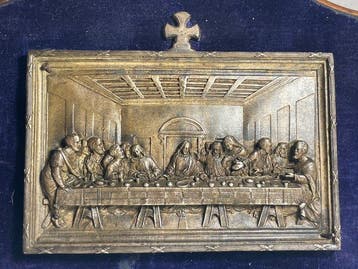 Reliëf, LA CENE - 18 cm - Brons, Antiek en Kunst
