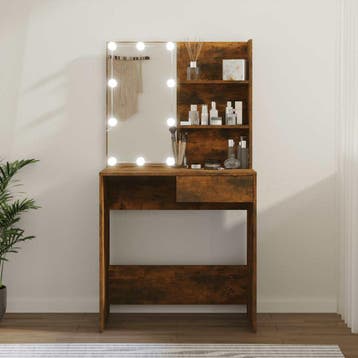 vidaXL Kaptafel met LED-verlichting 74,5x40x141 cm bruin, Verzenden, Nieuw