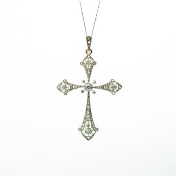 Pendentif - 18 carats Or jaune, Argent Diamant (Naturelle)
