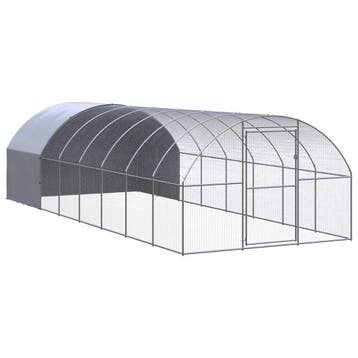 vidaXL Kippenren 3x8x2 m gegalvaniseerd staal, Verzenden