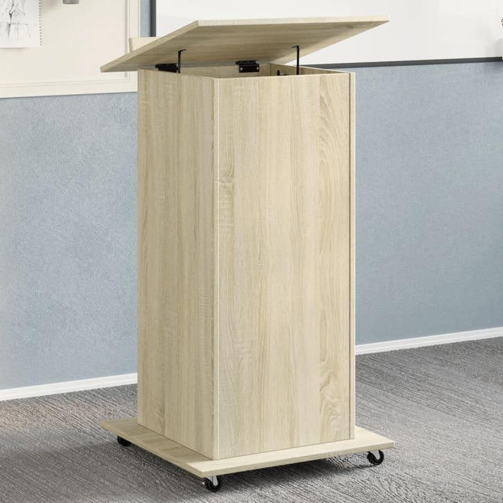 vidaXL Lessenaar met wielen en lade 55x55x107 cm hout sonoma, Huis en Inrichting, Bureaus, Nieuw, Verzenden