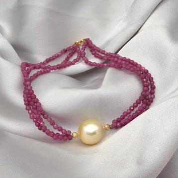 Zonder minimumprijs - Armband - 18 karaat Geel goud Parel -, Nieuw