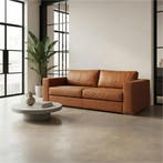 Leren bank Flow - 3 zits - Rancho Cognac (cognac) - Poten, Ophalen of Verzenden