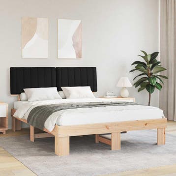 vidaXL Bedframe met Gevoerde Hoofdbord Zwart 160 x 200 cm, Verzenden, Nieuw