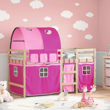 vidaXL Kinderhoogslaper met tunnel 90x190 cm massief, Huis en Inrichting, Verzenden, Nieuw