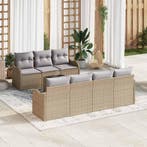 vidaXL Tuinbank Set 8 pcs Beige en Grijs Poly Riet en Staal, Verzenden, Nieuw