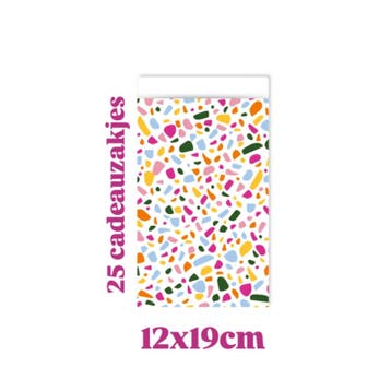 25x Cadeauzakje -  Terrazzo - color -  12x19cm -, Verzenden, Cadeauzakje