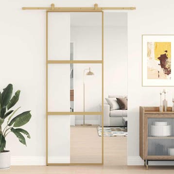 vidaXL Schuifdeur 76x205 cm helder ESG-glas en aluminium, Verzenden, Nieuw