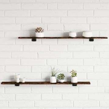 vidaXL Wandschappen 4 st 100x10x1,5 cm bewerkt hout gerookt, Verzenden