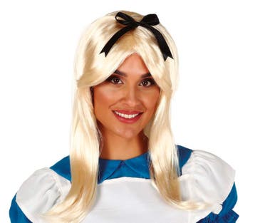 Blonde Pruik Zwarte Strik, Verzenden, Nieuw