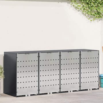 vidaXL Wheelie Bin opslag voor 3 bakken Roestvrij staal, Verzenden