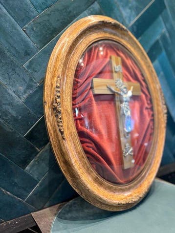 Belgié Antwerpen 1900 - Lijst - Fluweel, Glas, Hars,, Antiek en Kunst