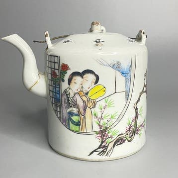Théière - Porcelaine à la cendre dos - théière qianjiangcai, Antiquités & Art