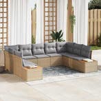 vidaXL Tuinbank Set met kussen 9 pcs Beige Poly rattan, Tuin en Terras, Verzenden, Nieuw