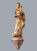 Snijwerk, Madonna mit Kind + Wandkonsole - Handarbeit - 74