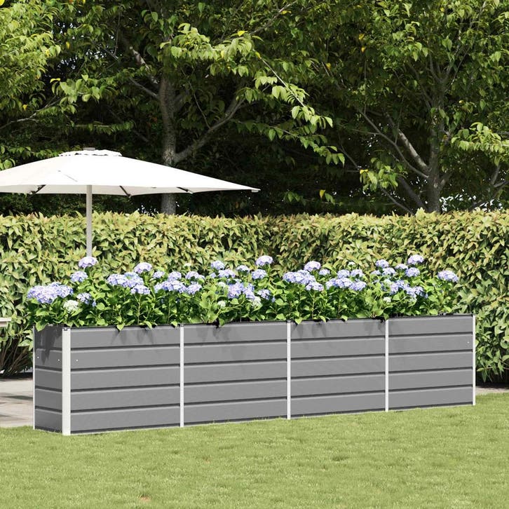 vidaXL Plantenbak Lichtgrijs 385 x 50 x 75 cm Gegevens staal, Tuin en Terras, Bloempotten, Nieuw, Verzenden