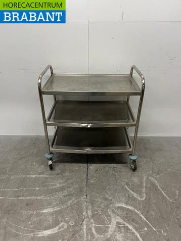 RVS Serveerwagen Dienwagen 3 Lagen 86 cm Horeca, Ophalen of Verzenden, Nieuw in verpakking