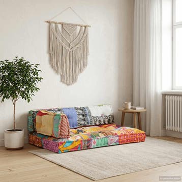 vidaXL Bankkussen pallet stof patchwork meerkleurig, Verzenden, Nieuw