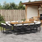 vidaXL 13-delige Tuinset met kussens poly rattan zwart, Verzenden, Nieuw, Tuinset