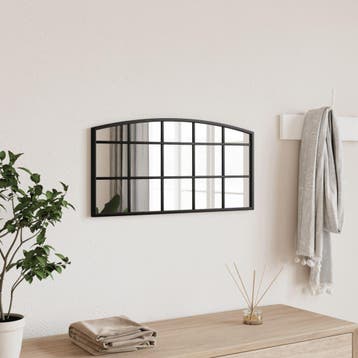 vidaXL Wandspiegel boog 60x30 cm ijzer zwart, Verzenden, Nieuw