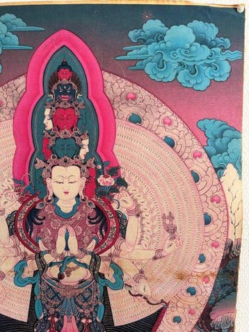Tibetaanse thangka – Duizendarmige Avalokiteshvara - Nepal -