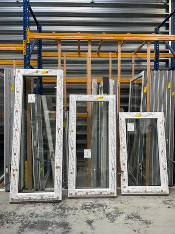 Voorraad PVC Terrasramen Draaikiep  Diverse Afmetingen, 75 tot 150 cm, Kunststof, Raamkozijn, Nieuw