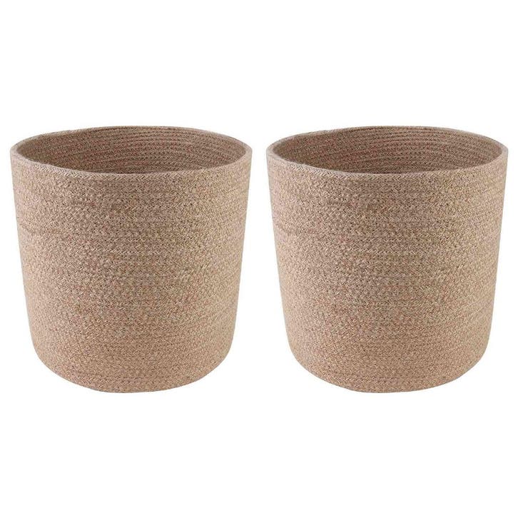 vidaXL Plantenpot Set 2 st Naturel Ø 28 x 28 cm 100% Tossa, Tuin en Terras, Bloempotten, Nieuw, Verzenden