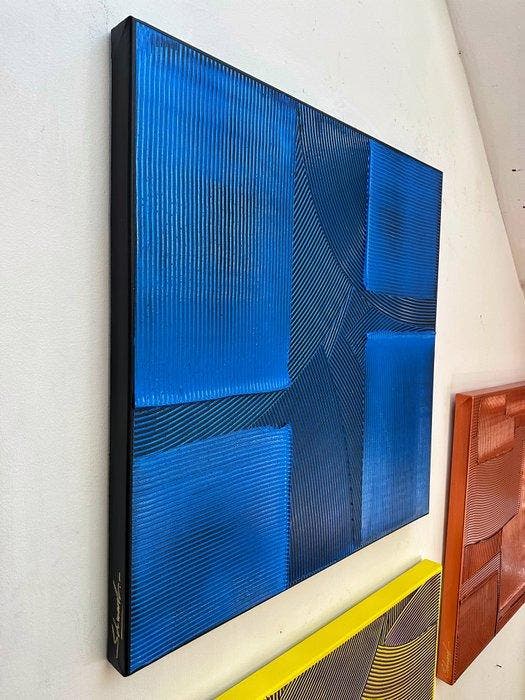 Sarah Schwarzl - Frequency COSMIC BLUE (Frame included), Antiek en Kunst, Kunst | Schilderijen | Modern