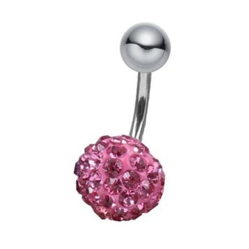Fako Bijoux - Navelpiercing - Disco Dots - 8mm - Roze, Handtassen en Accessoires, Piercings, Verzenden, Nieuw