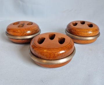Ship’s pulley, Jufferblokken (3) - Laiton, Bois, Fer