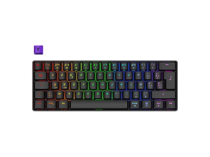 ISY -   Mini Toetsenbord Azerty Rgb - Zwart, Computers en Software, Toetsenborden, Bedraad, Azerty, Nieuw, Verzenden