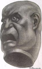 Spotprent met hoofd van Mussolini (lijst optie, Lithos), Verzenden