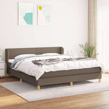 vidaXL Boxspring met matras stof taupe 160x200 cm, Verzenden