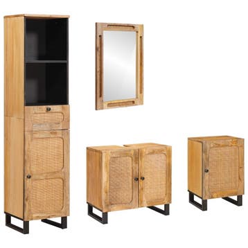 vidaXL Badkamer Sets met lade met plank Naturel Massief, Verzenden, Nieuw