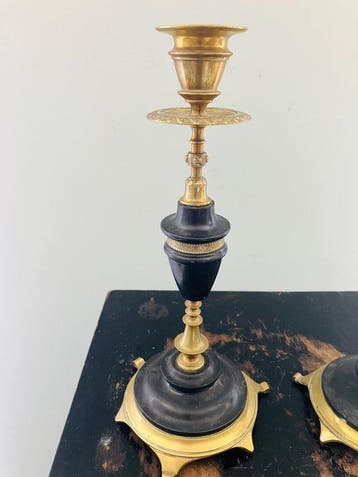 Kandelaar (2) - Verguld brons, Speksteen - Napoleon lll