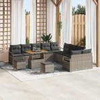 vidaXL Tuinbank Set met kussen met opslag 13 pcs Grijs, Verzenden, Nieuw