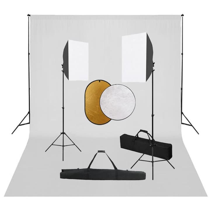 vidaXL Fotostudioset met softboxlampen, achtergrond en, Audio, Tv en Foto, Fotografie | Fotostudio en Toebehoren, Nieuw, Verzenden